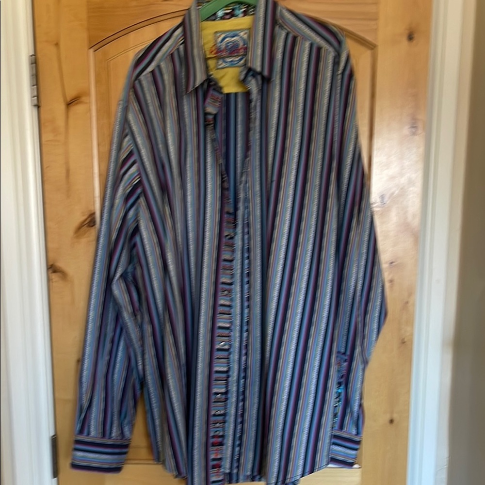 Striped Multicolor Men's Robert Graham shirt.  Incredible color!